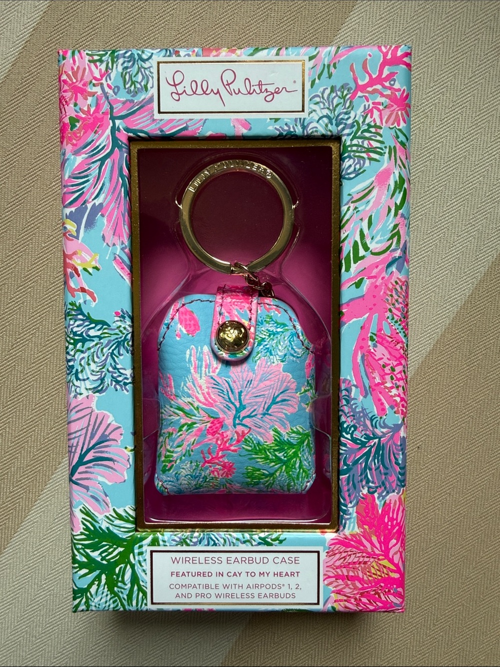 Lilly Pulitzer Cay To My Heart Wireless Earbud Case - Pink & Blue Floral
